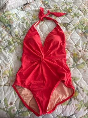 Dreamsuit by Miracle Shaping Halter Coral One-Piece Swimsuit Beach Size 8